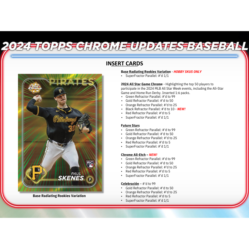 2024 Topps Chrome Update Series Baseball Hobby 6 Box Case